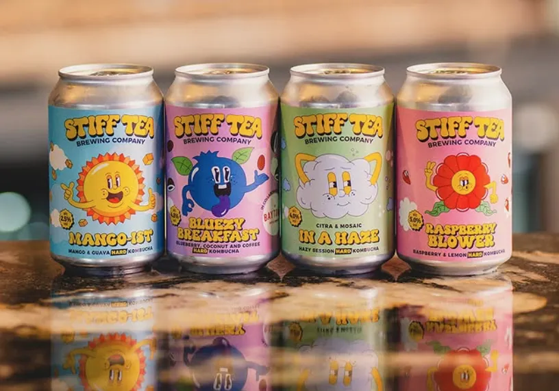 Stiff tea brewery labels Stiff tea Brewery labels